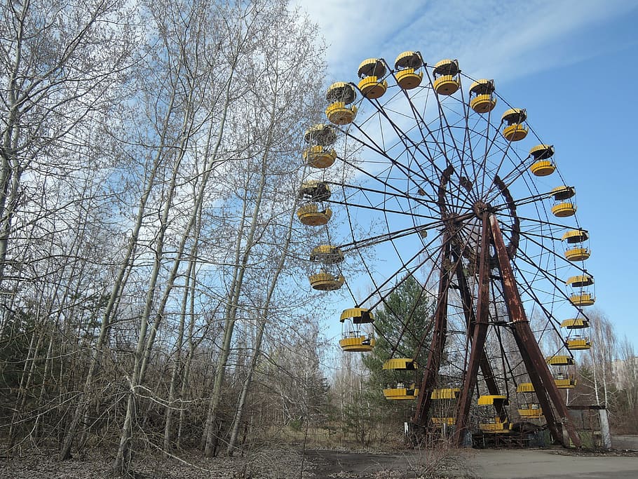 chernobyl, desastre, nuclear, abandonado, ucrania, zona, accidente, radiactivo, rueda de la fortuna, rueda