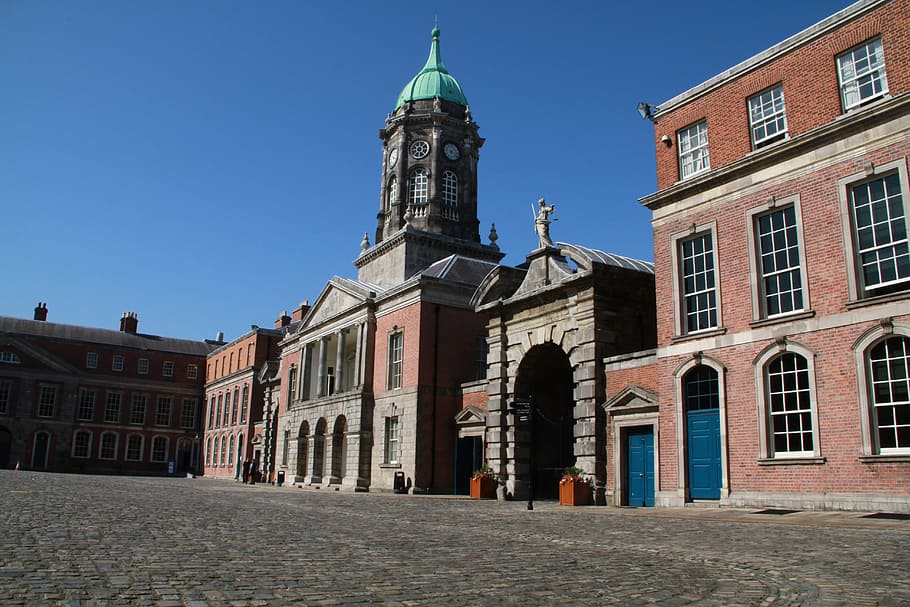 Castelo de Dublin, Castelo, Edifício, construção, pátio, irlandês, marco, velho, medieval, histórico