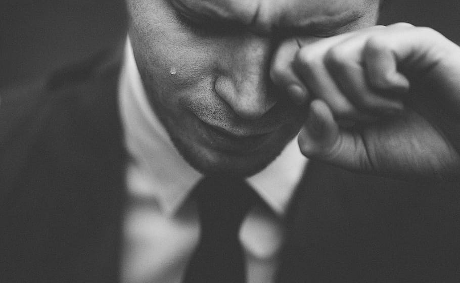 man, black, formal, coat, gray, scale photographyt, people, guy, cry, tears