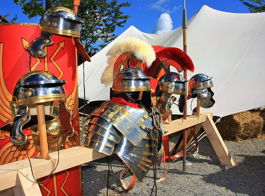 armor, helm, sword, romans, breastplate, break, history, historically, acting, theater