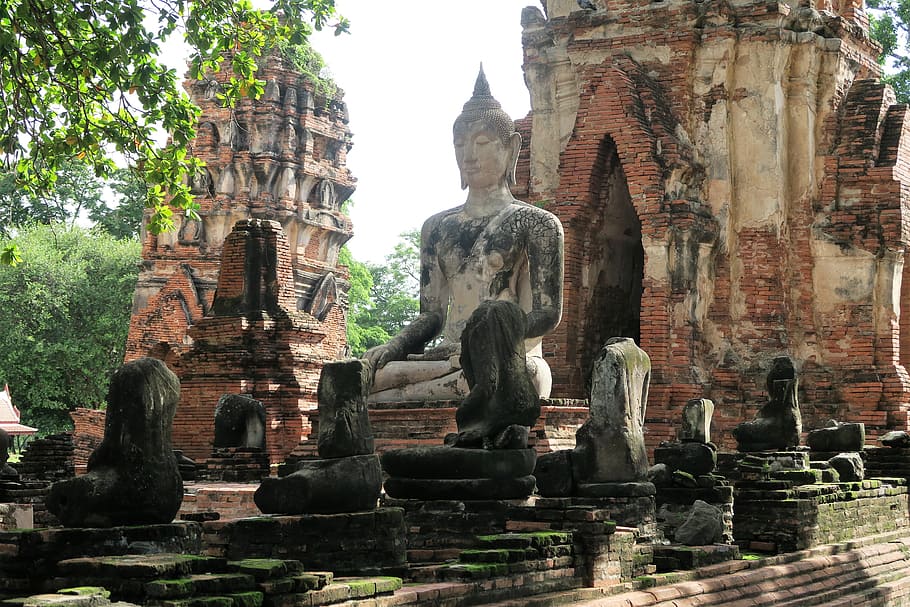 Ayutthaya, Thailand, Buddha, Ruin, old temple, buddhism, asia, temple - Building, wat, religion