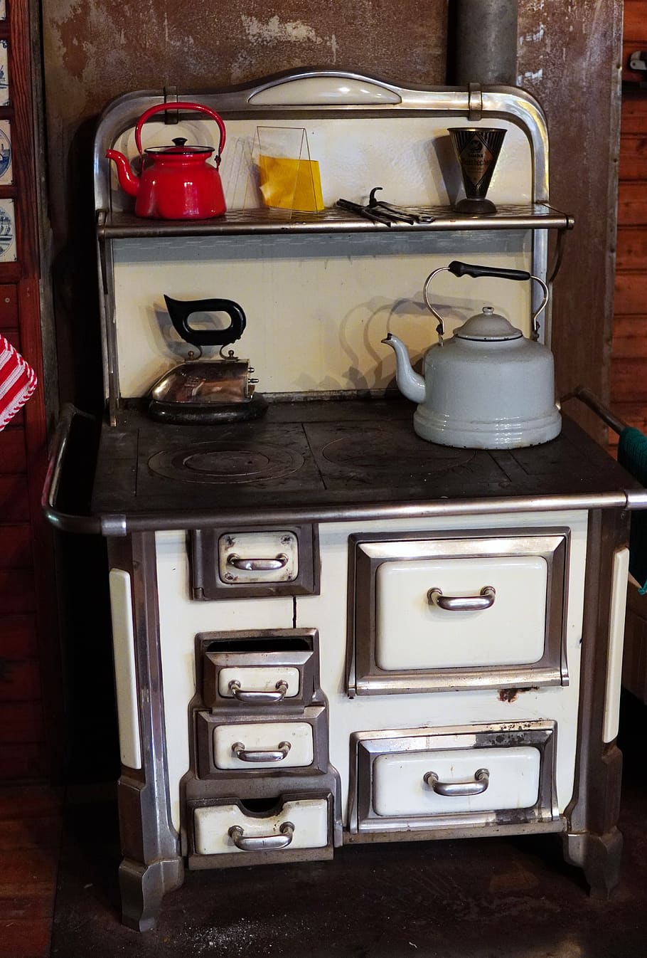 oven, old, cook, antique, stove, kitchen, historically, kohleherd, nostalgia, household equipment