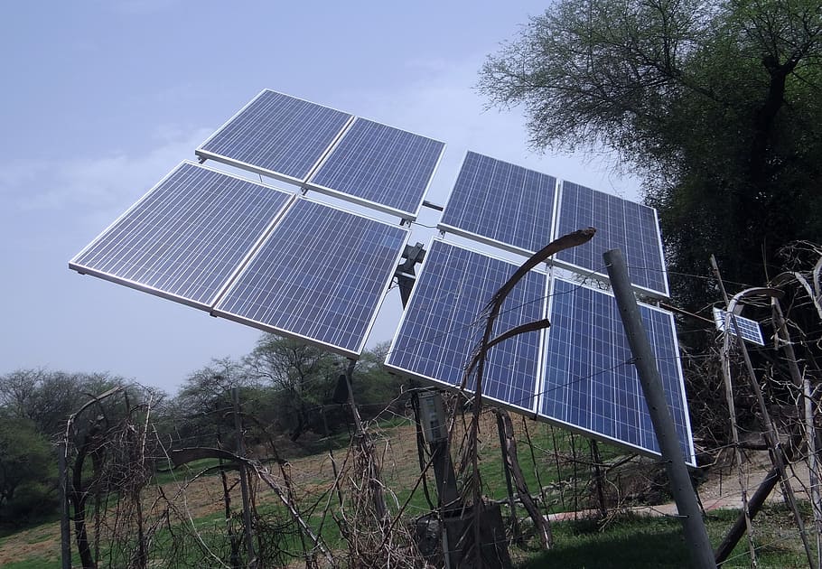solar, panel, durante el día, paneles solares, energía renovable, energía solar, electricidad, bharatpur, rajasthan, india