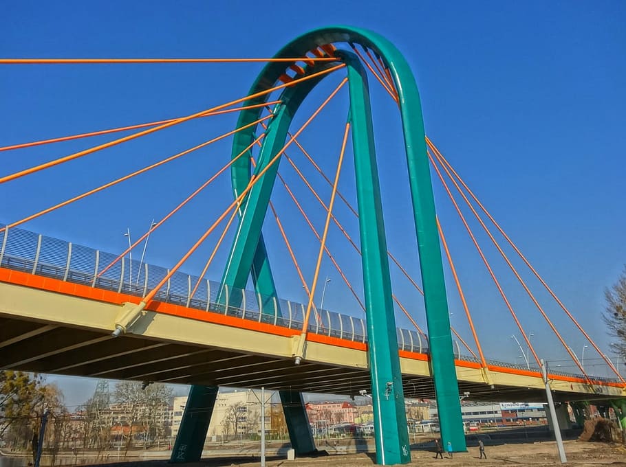 University Bridge, Bydgoszcz, Poland, river, canal, crossing, structure, pylon, bridge - man made structure, transportation