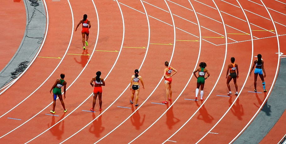 track, field player, ready, event, race, track and field, running, sport, sprint, olympics