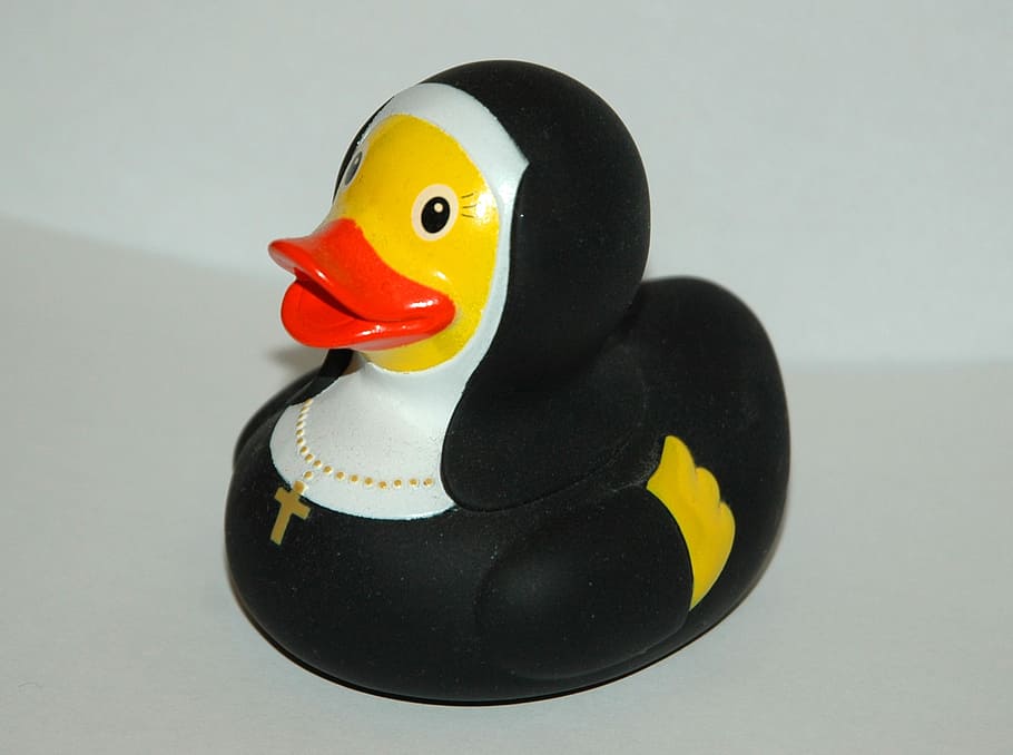 rubber duck, bath duck, squeak duck, duck, nun, toys, representation, animal representation, toy, indoors