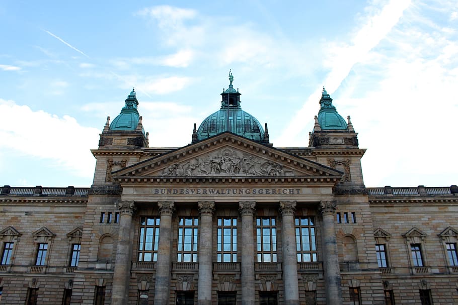 лейпциг, верховный административный суд, суд, германия, небо, синий, здание, исторически, облака, представитель
