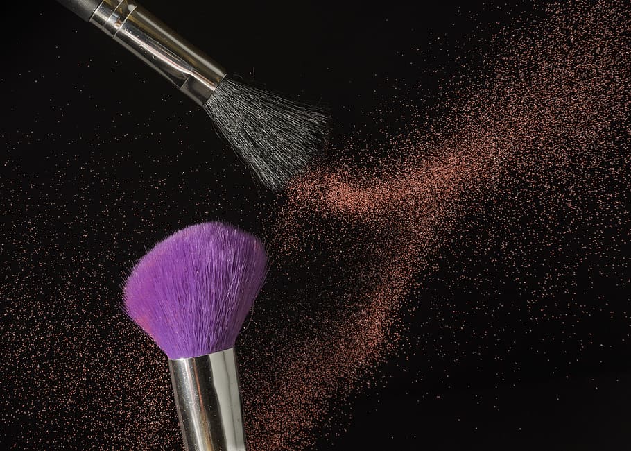black, purple, makeup brush, glitters, brush, macro, sand, texture, color, make-up brush