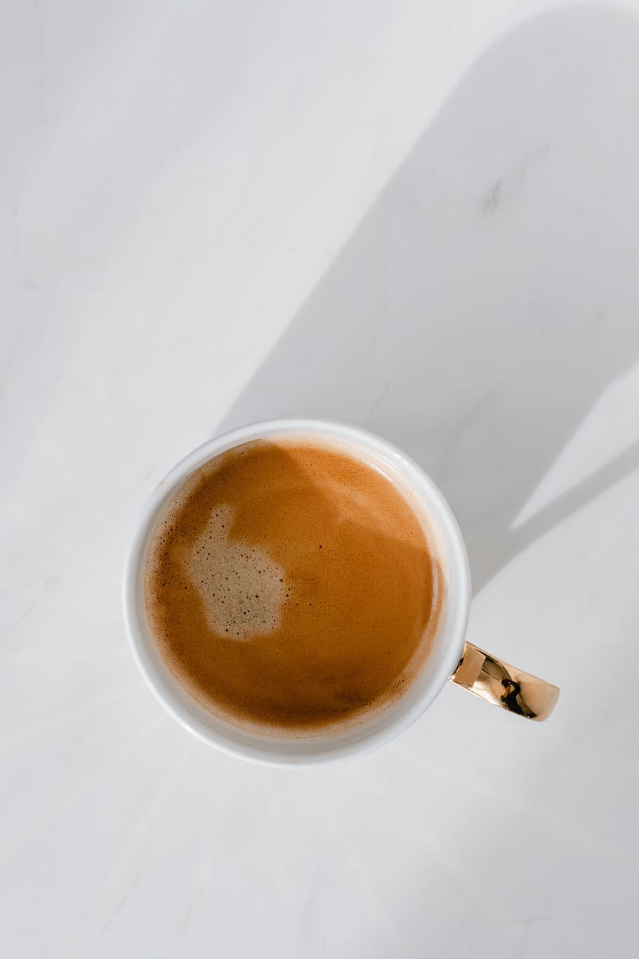 kopi, marmer, sederhana, minimal, pagi, tampilan atas, datar, flatlay, putih, Piala