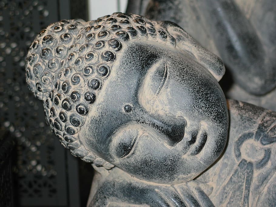 black buddha statuette, buddha, buddhism, meditation, stone figure, religion, spiritual, zen, relaxation, rest