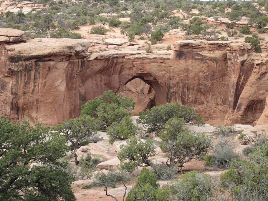 gemini bridges, moab, nature, desert, clouds, sandstone, arch, rock, rock formation, rock - object