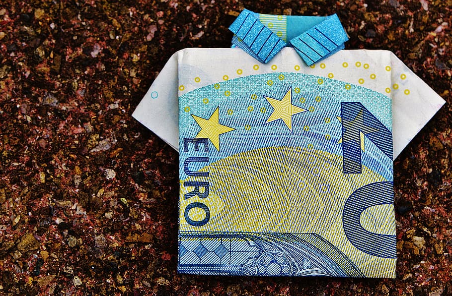 20, euro, banknote, polo, shirt, origami, the last shirt, dollar bill, 20 euro, folded
