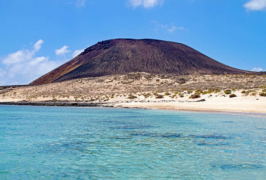 playa francesca, la, graciosa, la graciosa, islas canarias, volcán, españa, áfrica, mar, agua