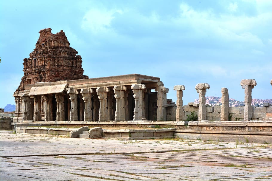 hampi, ancient, temples, karnataka, architecture, history, sky, built structure, the past, travel destinations