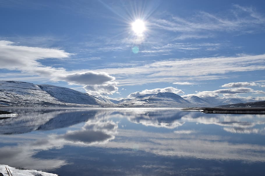 写真, 昼間, 北極圏, アイスランド, 雪, 氷, 風景, 太陽の反射, 自然, 青