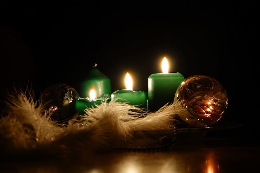 advent, 3, candle, mood, candlelight, contemplative, flame, burning, fire, illuminated
