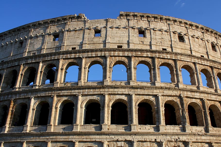 Gris, hormigón, coliseo, durante el día, histórico, antiguo, arquitectura, historia, Roma, Italia