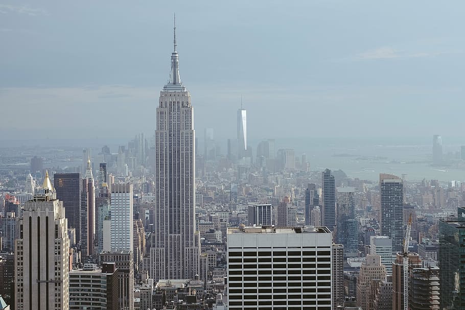 Empire State Building, Novo, York, Alto, Ascensão, Edifícios, Cenário, Diurno, Arquitetura, Cidade