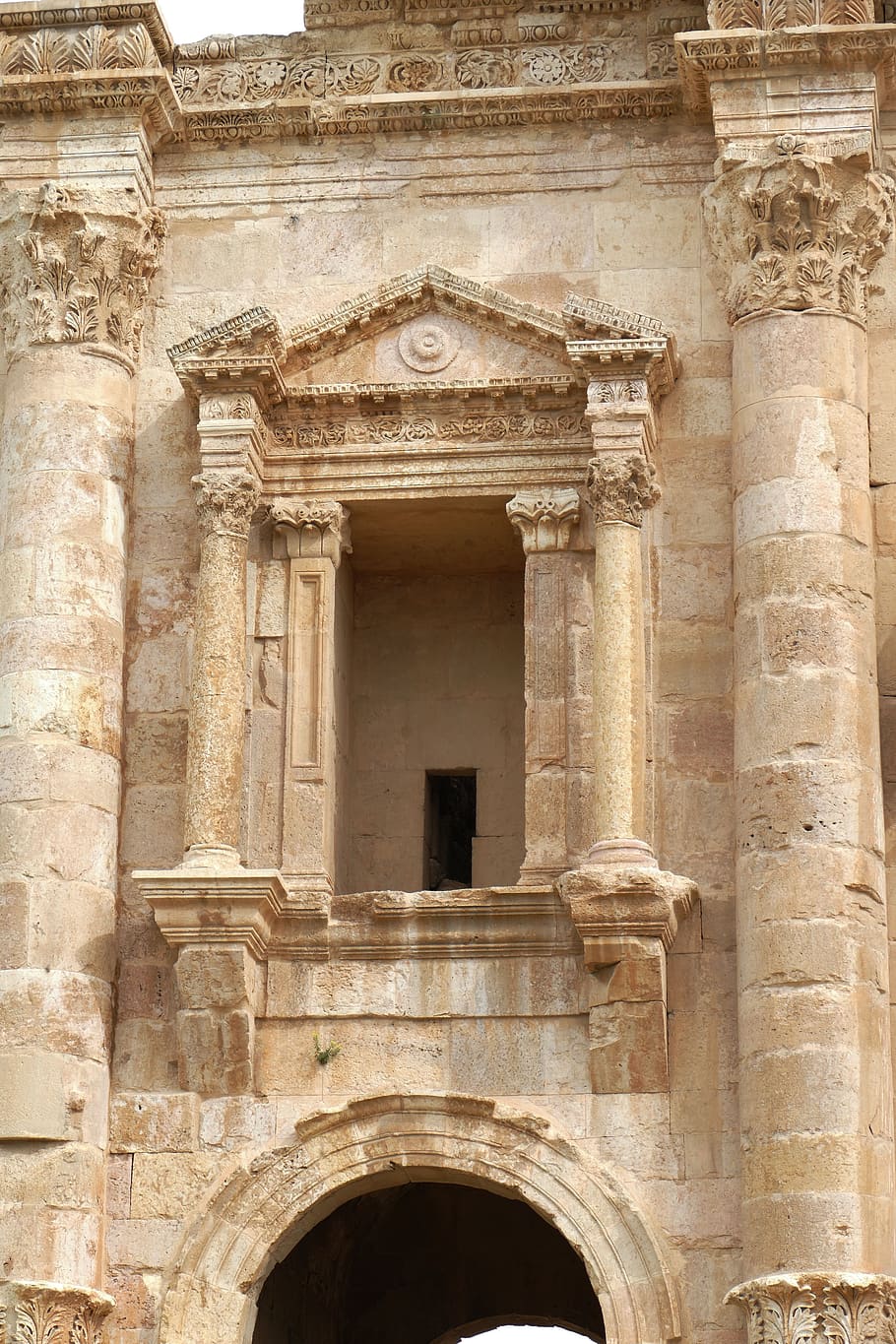 jordânia, jerash, gerasa, ruína, pilar, antiguidade, templo, romano, arqueologia, historicamente
