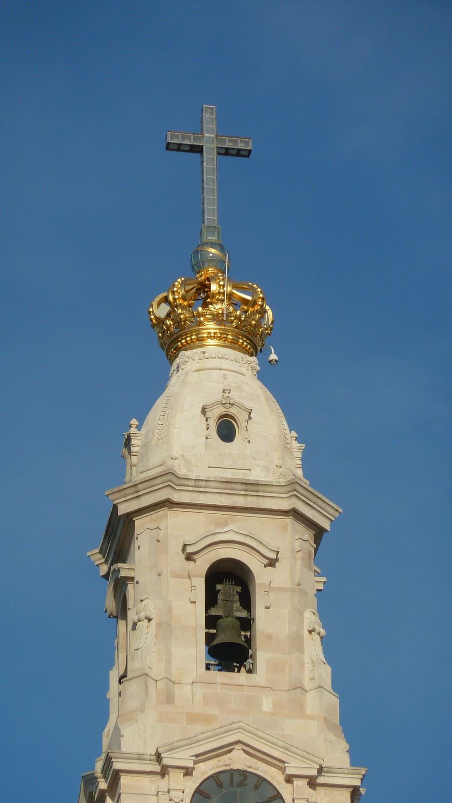 steeple, cross, crown, belfry, bell tower, architecture, architectural, church fatima, portugal, belief