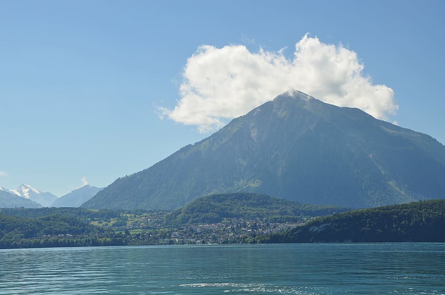 montaña, lago, estornudar, naturaleza, lago sintonizador, suiza, paisaje, cielo, pintorescos - naturaleza, agua