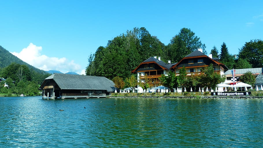 abrigo para barcos, schönau, lago king, berchtesgadener land, berchtesgaden national park, Upper Bavaria, água, lago, destino de excursão, estrutura construída