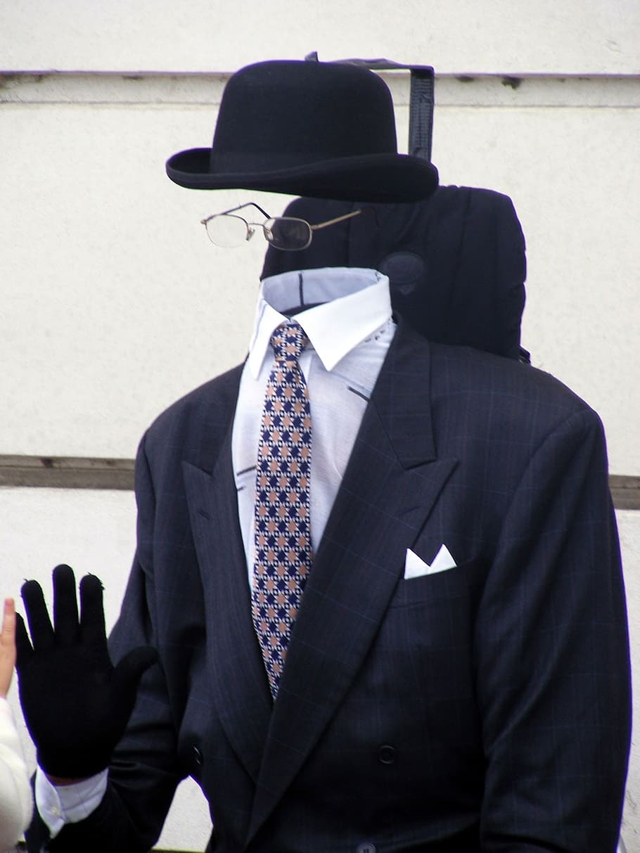 invisible, bowler, suit, hat, glasses, retro, anonymous, transparent, fashionable, fashion
