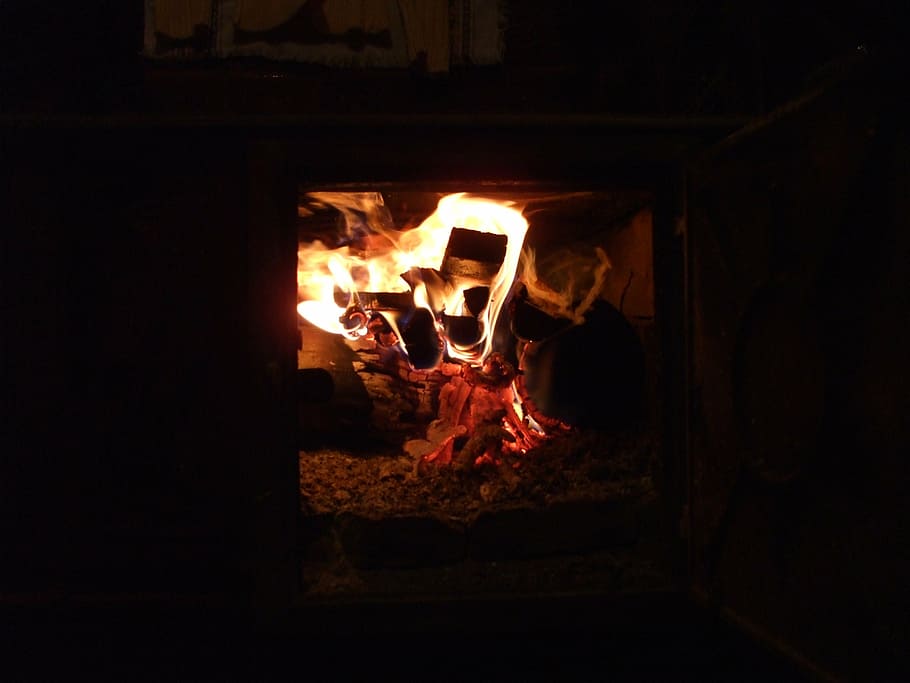 rural fireplace, fireplace, fire, burn, fire - Natural Phenomenon, heat - Temperature, flame, burning, firewood, red