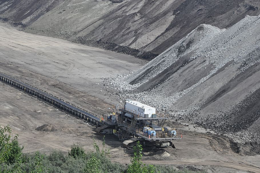 mine, archaeological site, heap, an open coal mine, belchatow, poland, transportation, mining, industry, machinery