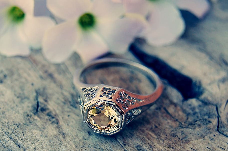 silver-colored, clear, gemstone ring, ring, jewellery, jewel, jewelry, woman, hand, jewelery