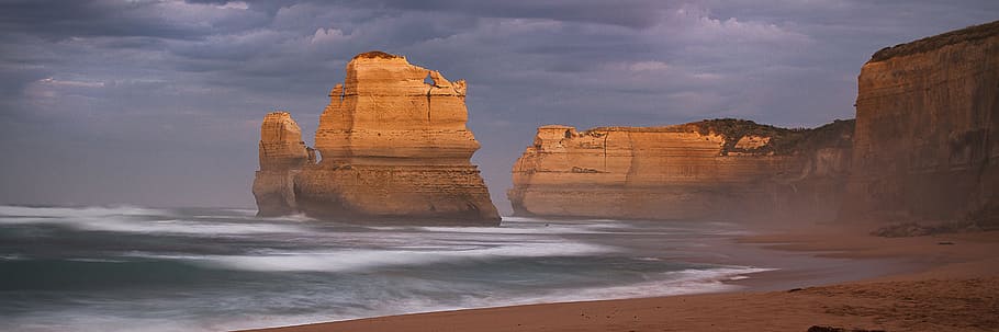 large, rock, body, water, gordon's steps, victoria, australia, cliff, sea, ocean