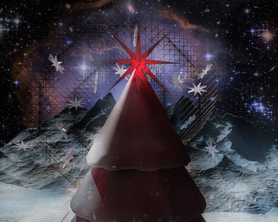 クリスマス 3 D レンダリング ツリー 大気 背景画像 12月 冬 寒い 星 宇宙 Pxfuel