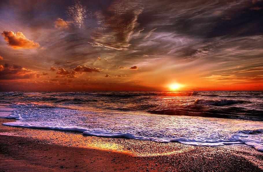 foto hd, playa, puesta de sol, sol, dinamarca, mar, verano, naturaleza, paisaje, agua