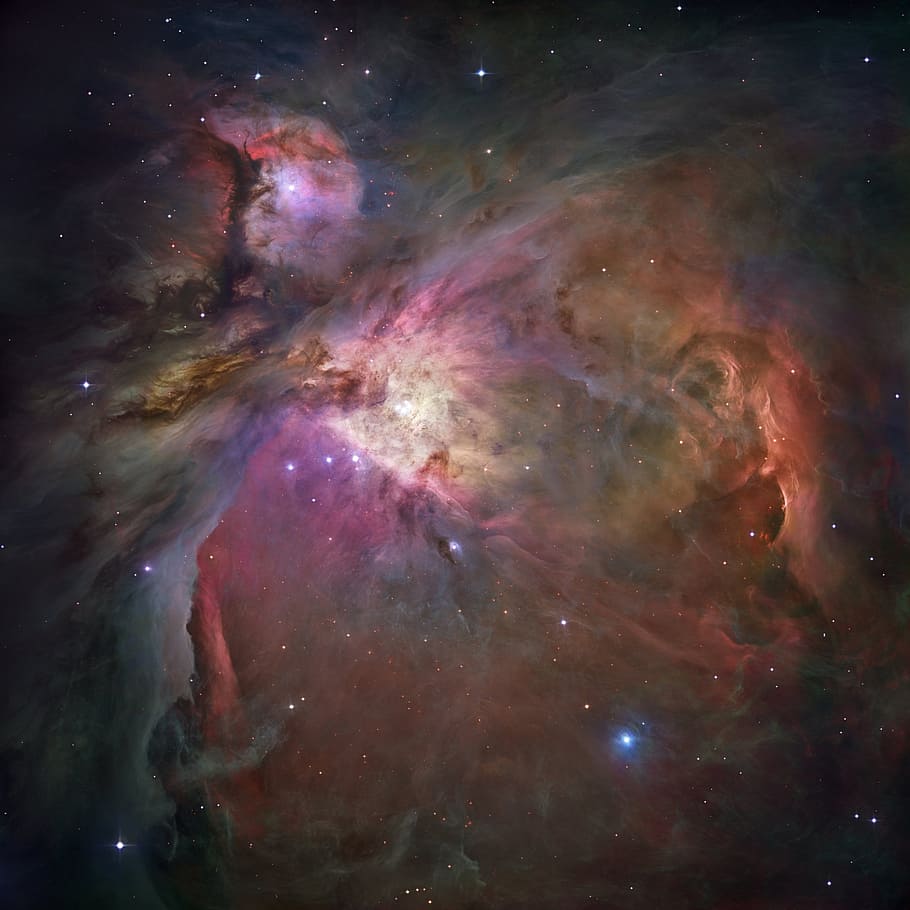pink, red, galaxy photo, orion nebula, emission nebula, constellation orion, orion, ngc 1976, ngc 1982, galaxy