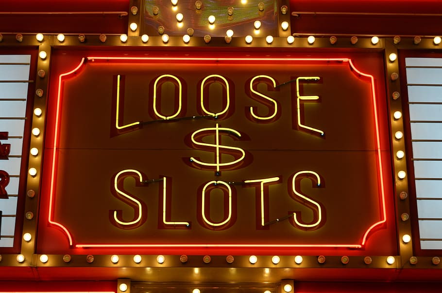 red, brown, led, light, loose, $, slots signage, las vegas, slots, casino
