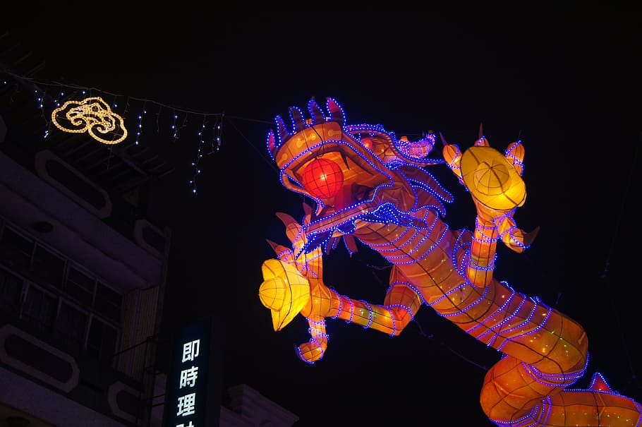 lukang, carnivals, night, celebration, chinese new year, event, illuminated, chinese dragon, festival, dragon