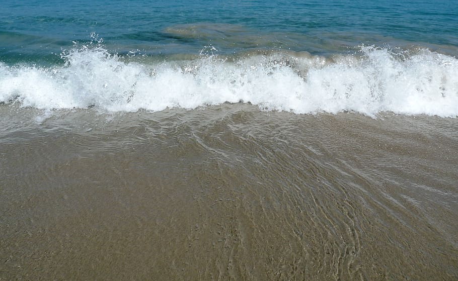 ocean, waves, beach, water, flowing, splash, sea, caribbean, sand, tropical