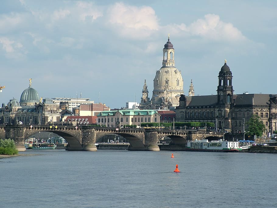 dresden, frauenkirche, canaletto view, historically, saxony, elbe, river, famous Place, architecture, europe
