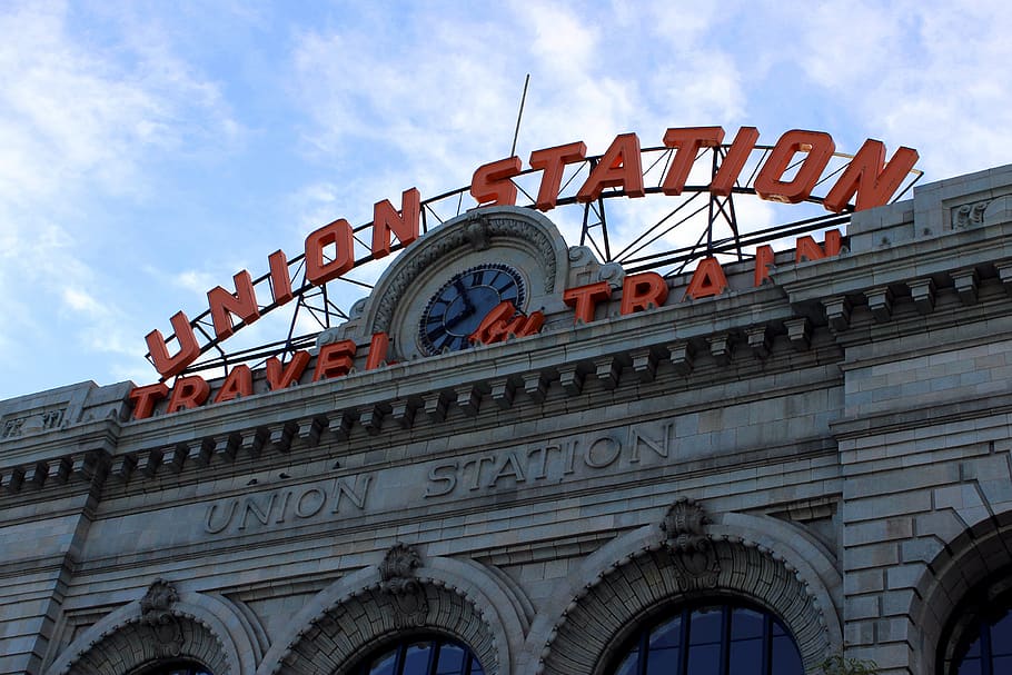 union station, travel by train, railway station, usa, denver, train, vacations, travel, building, architecture