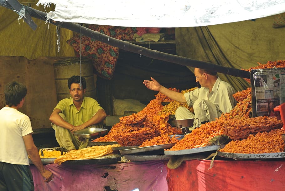 mercado indiano, caxemira, comida, indiano, tradicional, comida e bebida, mercado, varejo, barraca de mercado, negócios