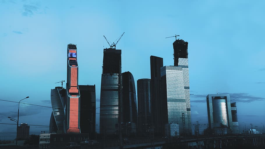 都市の建物, モスクワ市, 2017, 大きなサイズ, モスクワ, ガラス, 青, 建築, 窓, 高層ビル