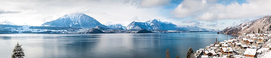 landscape photography, icy, mountains, merligen, sneezing, lake thun, winter, apartments, second homes, bernese oberland