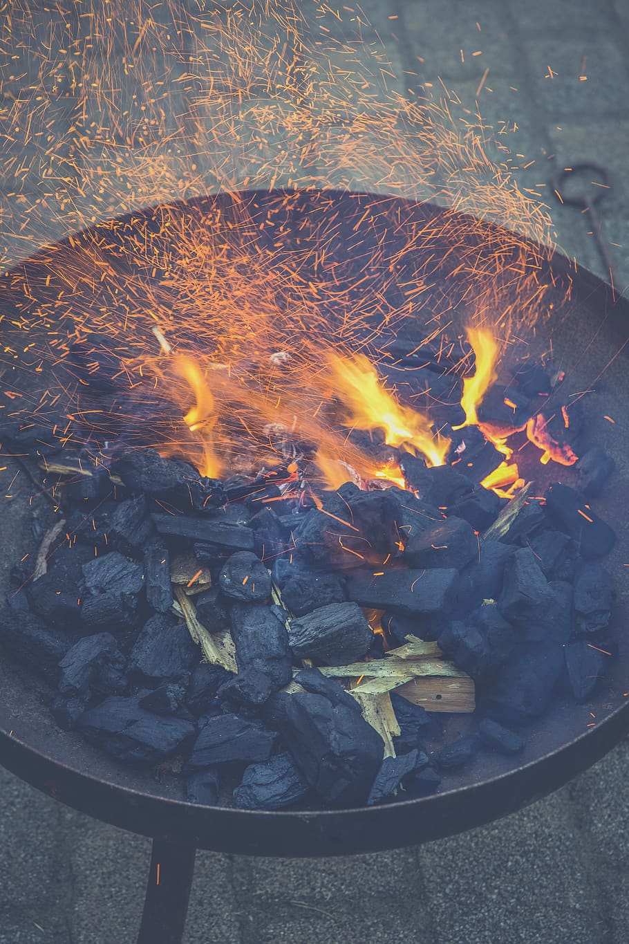 fire, fire bowl, embers, flame, burn, hot, blaze, garden, grill, heat