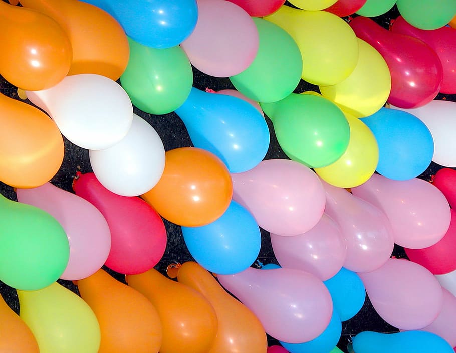 盛り合わせ色の風船ロット, カラフルな風船, パーティー, 装飾, 風船, お祝い, 誕生日, 休日, デザイン, 祝う