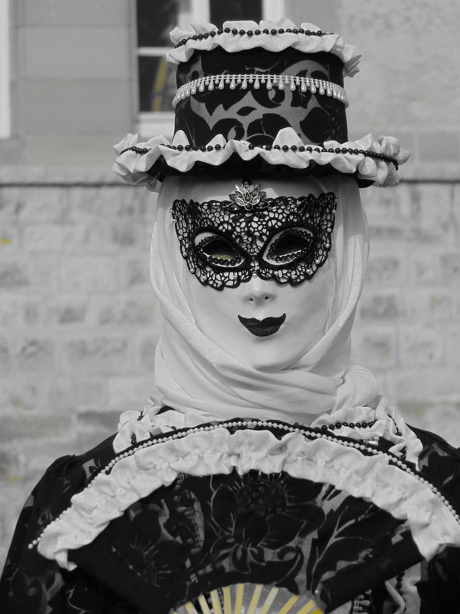 masked ball, masquerade, carnival, panel, costume, make up, costumes, women, swabian alemannic, strassenfasnet