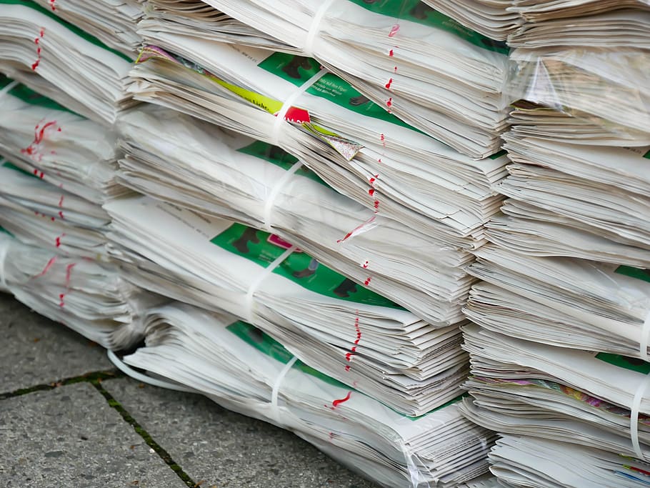 newspaper, pile, stack, material, waste, disposal, recycling, old, paper industry, waste paper recycling