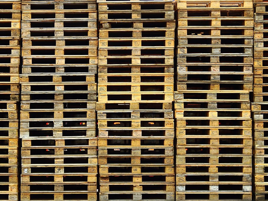 pile, wooden, Wood, Pallets, Industry, Transport, euro pallets, stacked, cargo, shipping