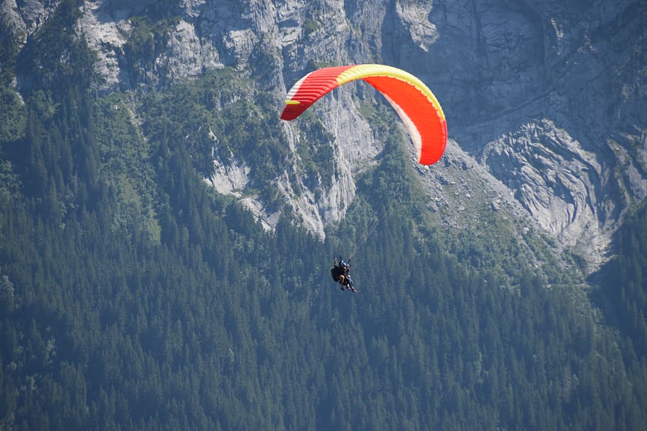 mountain, paragliding, alpine, nature, paraglider, activity, adventure, extreme sports, parachute, flying
