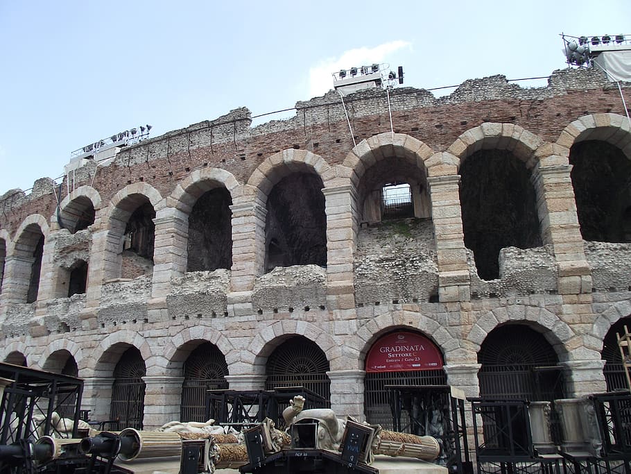 Italia, Verona, Coliseo, ciudad, arquitectura, edificio, monumento, historia, arco, estructura construida