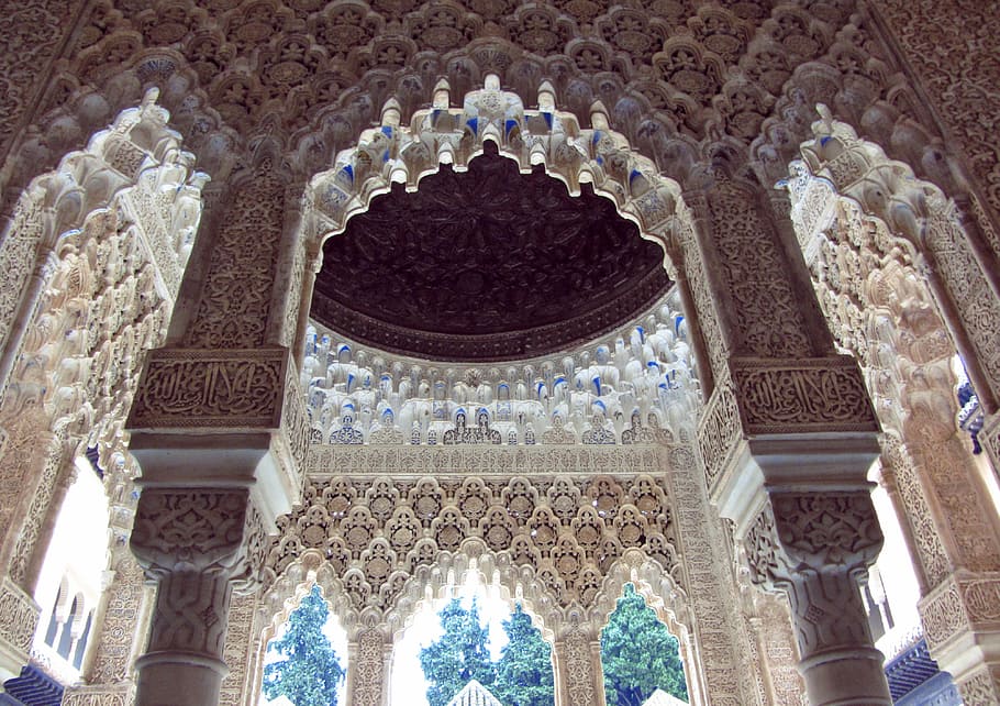 Alhambra, Espanha, Andaluzia, Pátio, granada, arquitetura, fonte, leões, complexo fortaleza, cidade